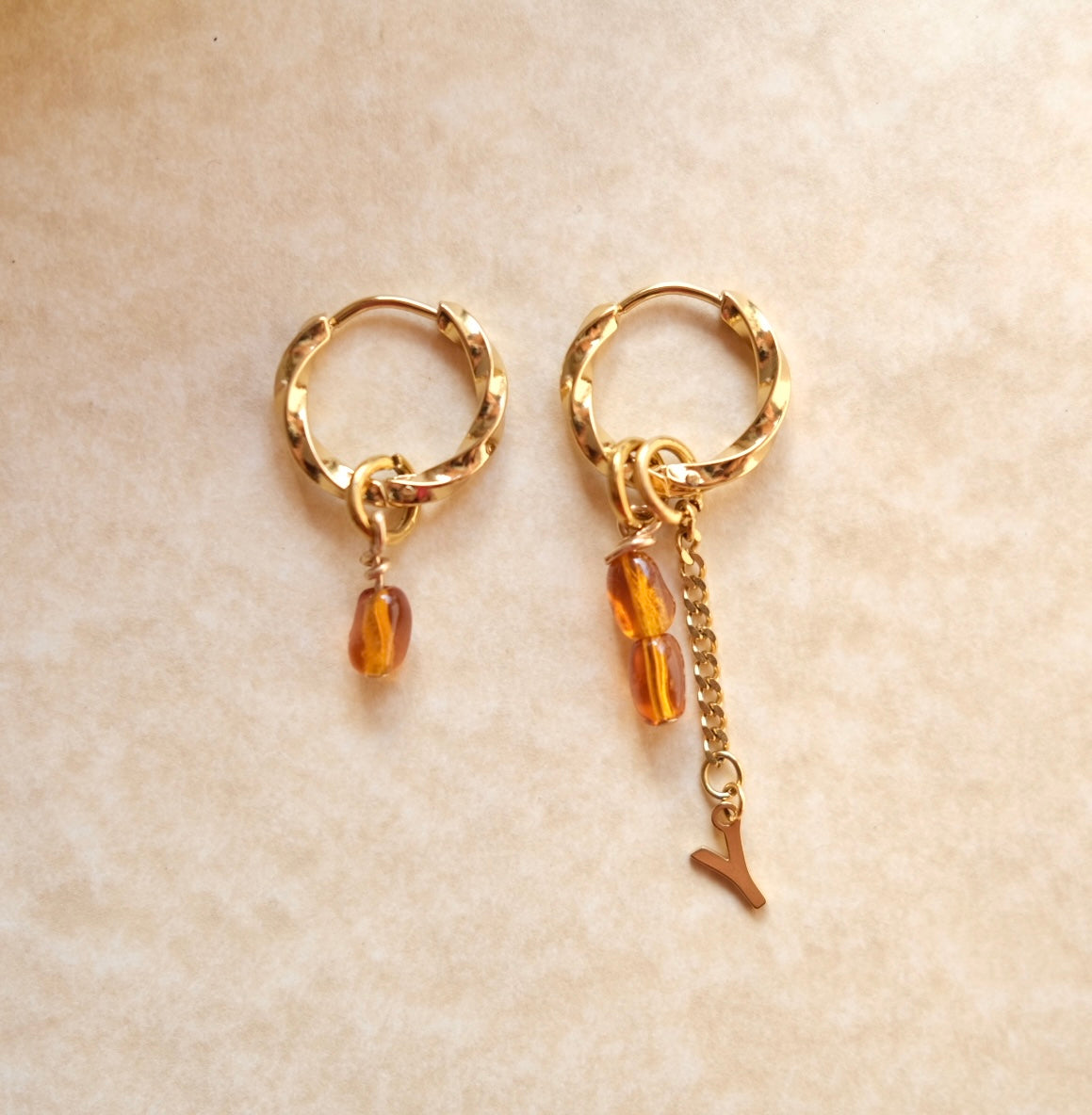 Tiny letter drop chain charm C87