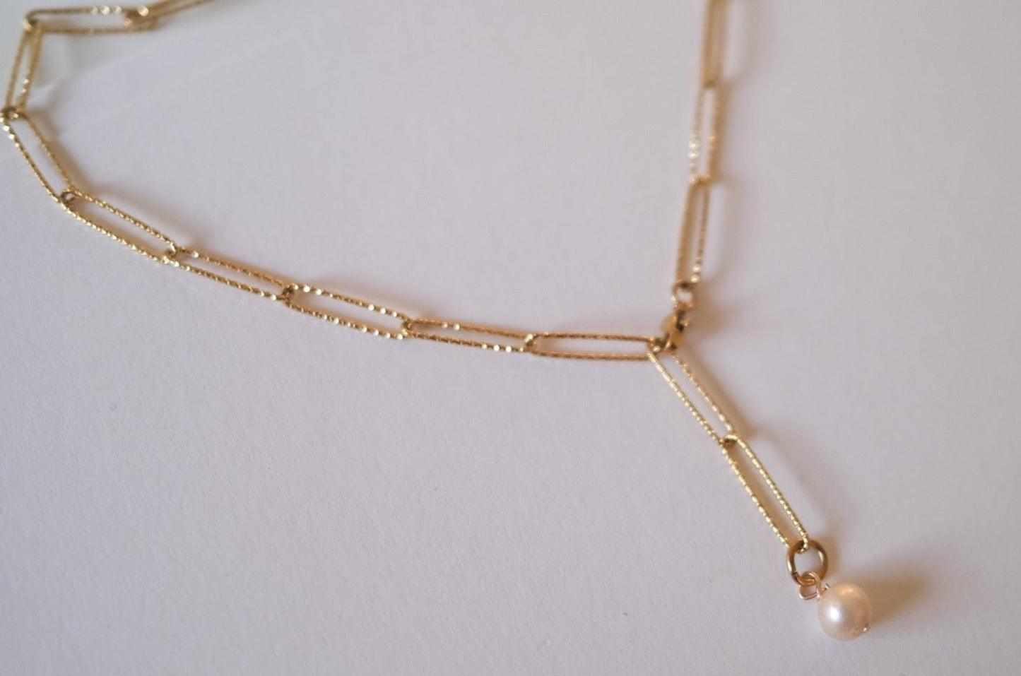Light caramel freshwater pearl drop necklace N50