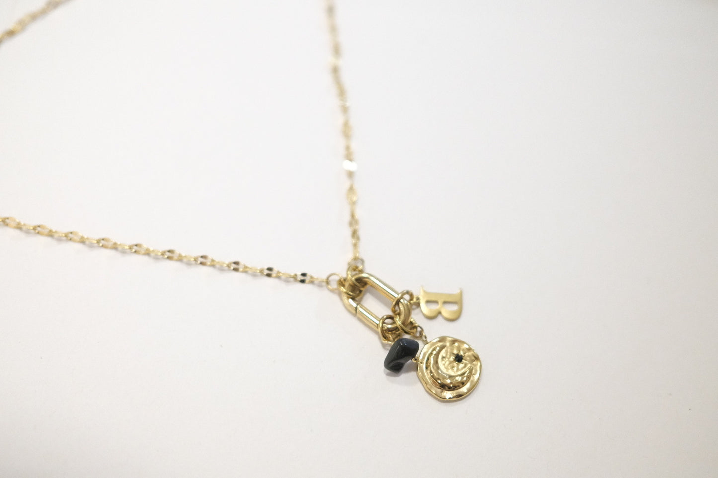 Circle moon dainty chain necklace N53