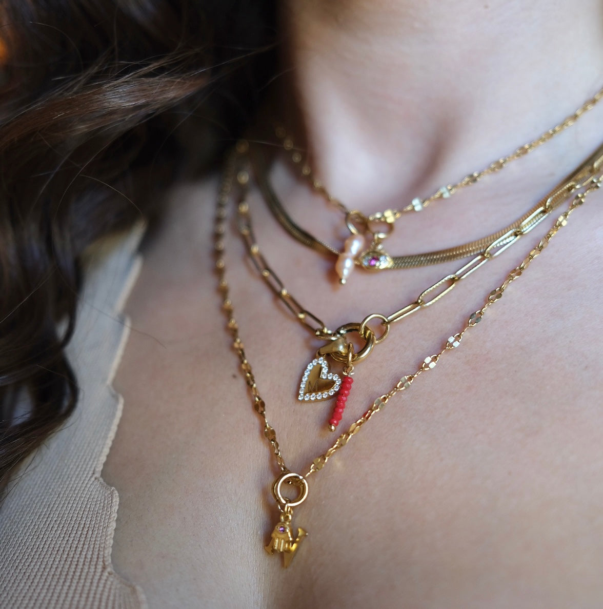 Tiny pink hand charm C35