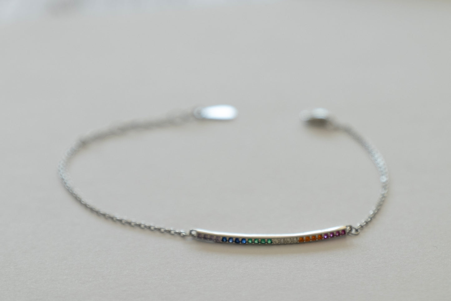Rainbow Bar Silver Bracelet B7