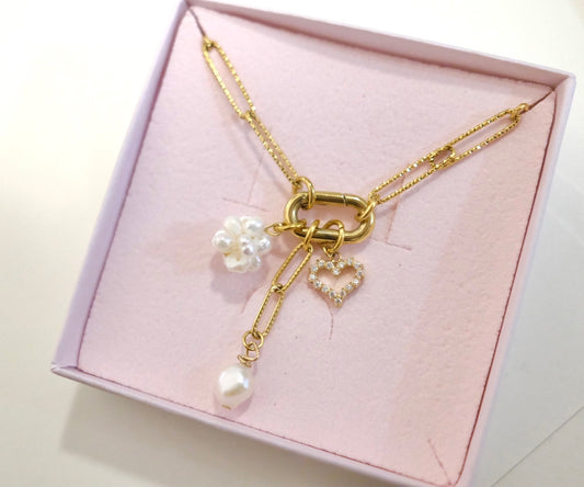 Pearly love paperclip necklace N52