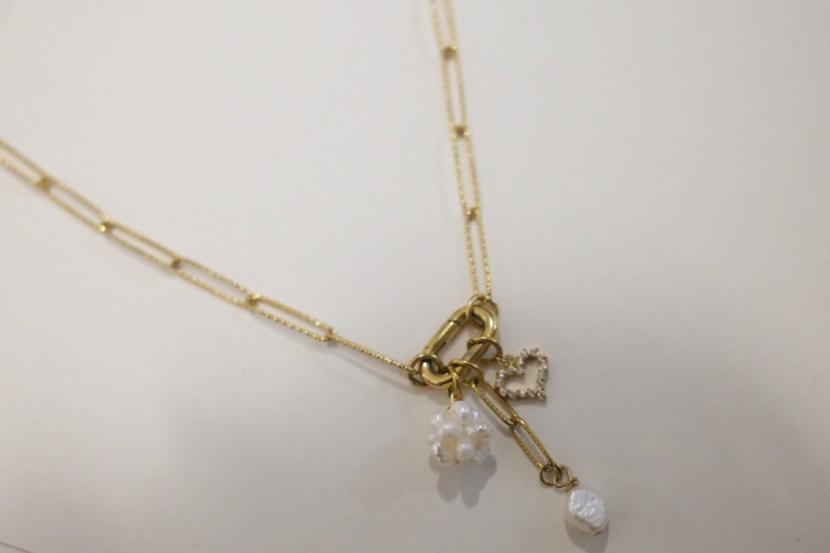 Pearly love paperclip necklace N52