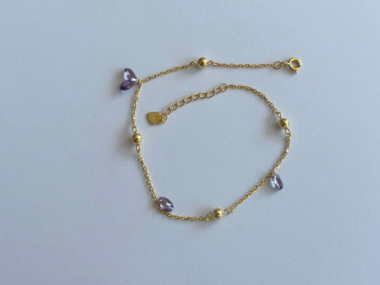 Lilac Drop Anklet W4