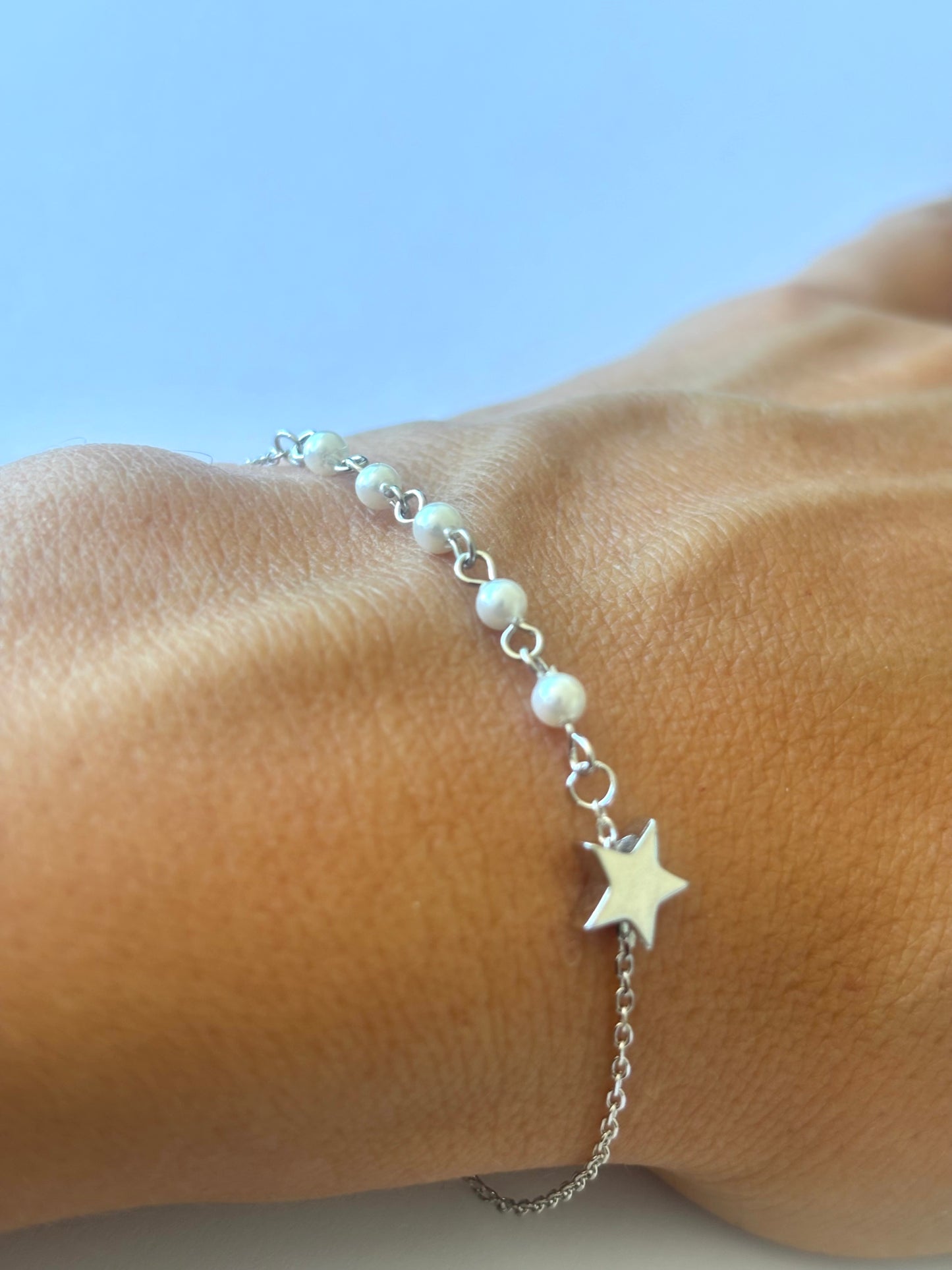Silver Star Pearl Bracelet W12
