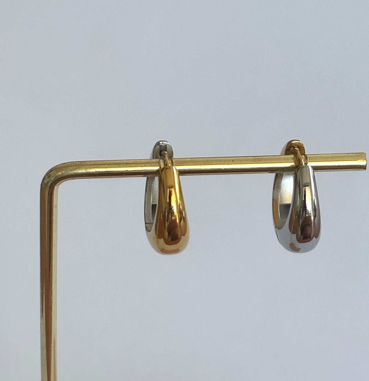 Dual Tone Hoop Earrings E66