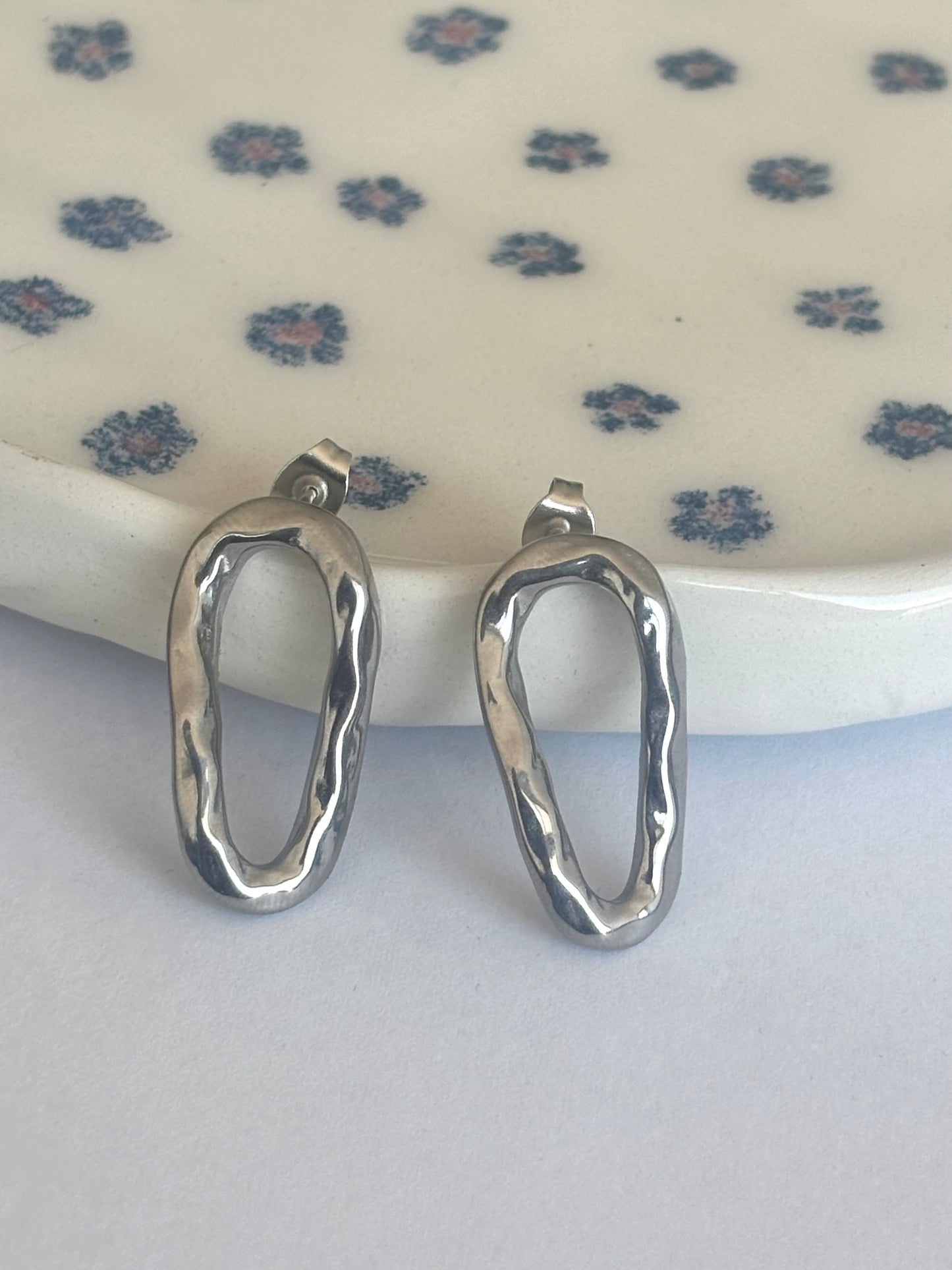 Rock silver earrings E43