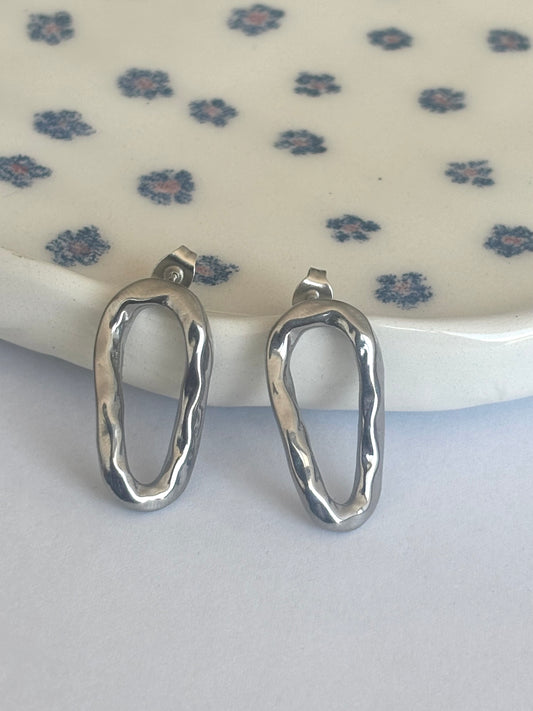 Rock silver earrings E43