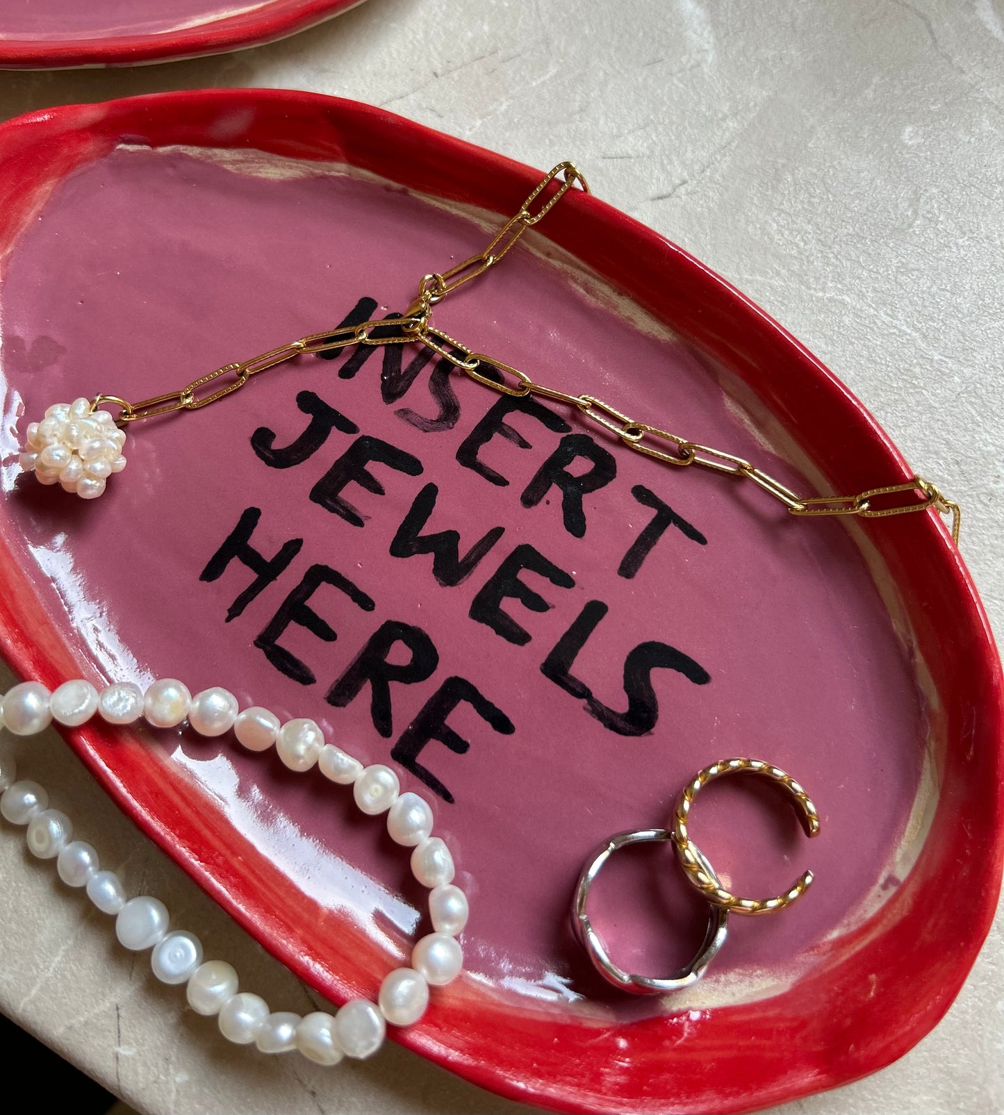 Insert jewels here - handcrafted ceramic plate