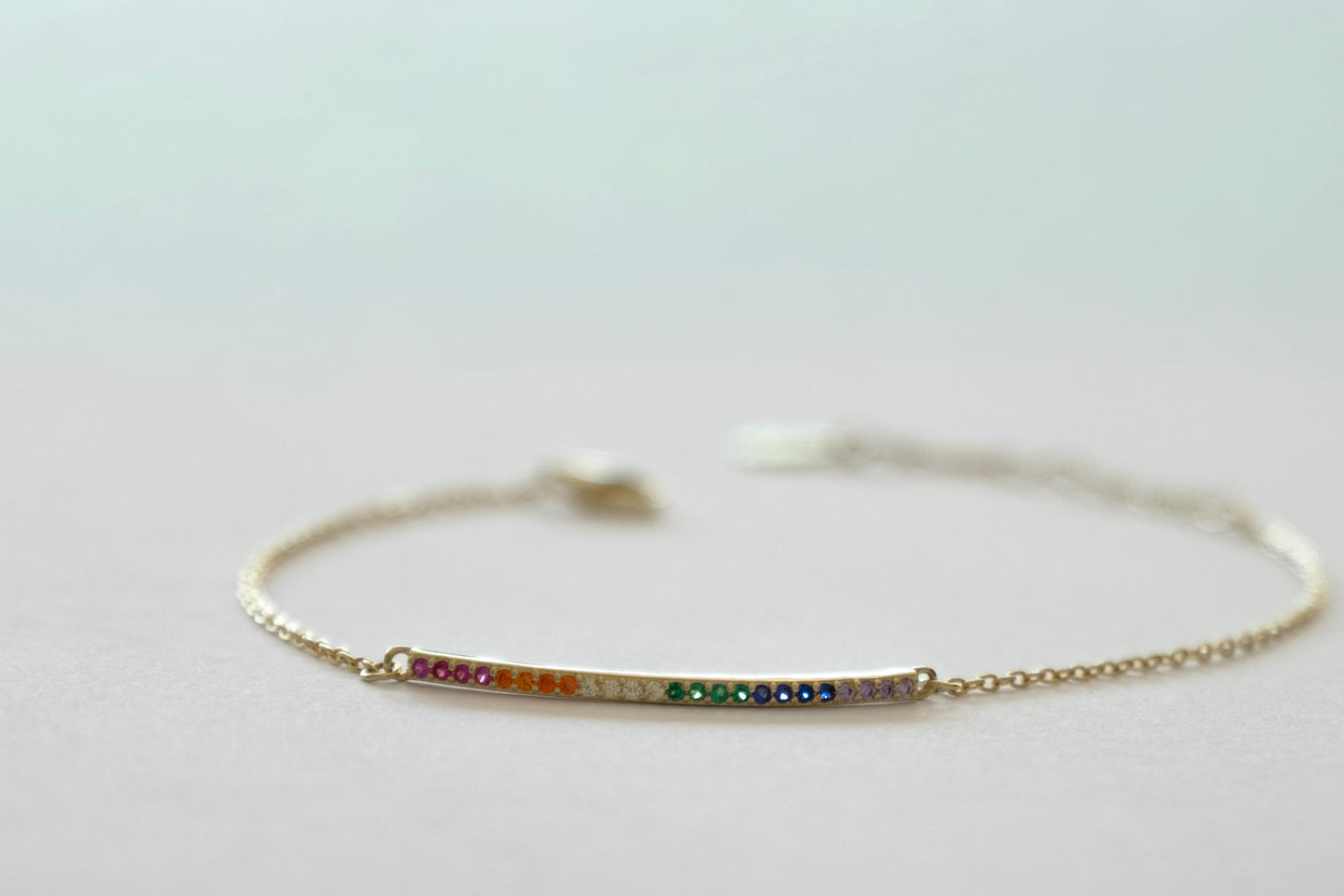 Rainbow Bar Silver Bracelet B7